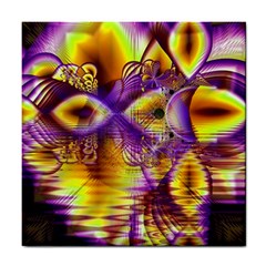 Golden Violet Crystal Palace, Abstract Cosmic Explosion Ceramic Tile