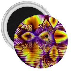 Golden Violet Crystal Palace, Abstract Cosmic Explosion 3  Button Magnet by DianeClancy