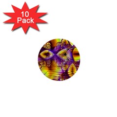 Golden Violet Crystal Palace, Abstract Cosmic Explosion 1  Mini Button (10 Pack) by DianeClancy