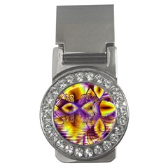 Golden Violet Crystal Palace, Abstract Cosmic Explosion Money Clip (cz) by DianeClancy