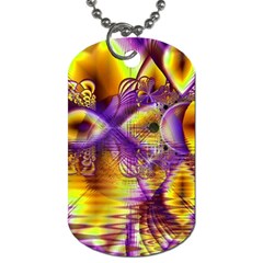 Golden Violet Crystal Palace, Abstract Cosmic Explosion Dog Tag (two-sided)  by DianeClancy