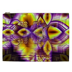 Golden Violet Crystal Palace, Abstract Cosmic Explosion Cosmetic Bag (xxl) by DianeClancy