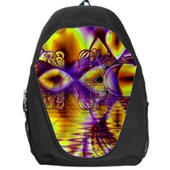 Golden Violet Crystal Palace, Abstract Cosmic Explosion Backpack Bag by DianeClancy