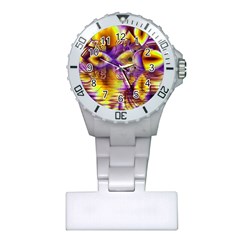 Golden Violet Crystal Palace, Abstract Cosmic Explosion Nurses Watch by DianeClancy