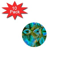 Crystal Gold Peacock, Abstract Mystical Lake 1  Mini Button (10 Pack) by DianeClancy