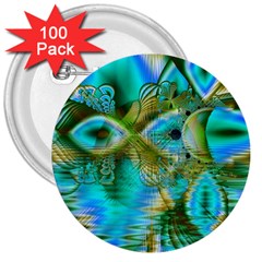 Crystal Gold Peacock, Abstract Mystical Lake 3  Button (100 Pack) by DianeClancy