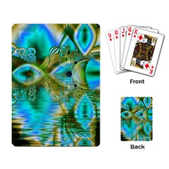 Crystal Gold Peacock, Abstract Mystical Lake Playing Cards Single Design by DianeClancy