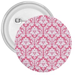 White On Soft Pink Damask 3  Button by Zandiepants