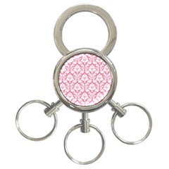 White On Soft Pink Damask 3-ring Key Chain by Zandiepants