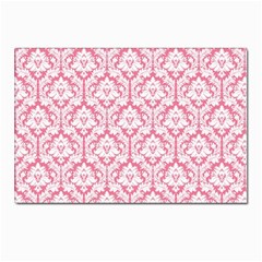 White On Soft Pink Damask Postcard 4 x 6  (10 Pack) by Zandiepants