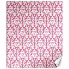 White On Soft Pink Damask Canvas 8  X 10  (unframed) by Zandiepants