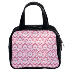 Soft Pink Damask Pattern Classic Handbag (two Sides) by Zandiepants