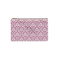 Soft Pink Damask Pattern Cosmetic Bag (small) by Zandiepants