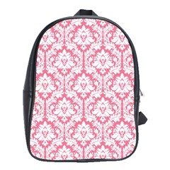 Soft Pink Damask Pattern School Bag (large) by Zandiepants