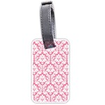 White On Soft Pink Damask Luggage Tag (One Side) Front