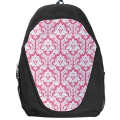 White On Soft Pink Damask Backpack Bag by Zandiepants