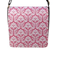 Soft Pink Damask Pattern Flap Closure Messenger Bag (l) by Zandiepants