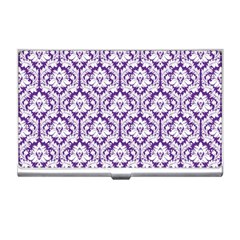 White On Purple Damask Business Card Holder by Zandiepants