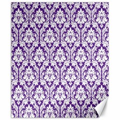 White On Purple Damask Canvas 8  X 10  (unframed) by Zandiepants