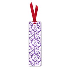 White On Purple Damask Small Bookmark by Zandiepants