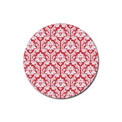 White On Red Damask Drink Coasters 4 Pack (round) by Zandiepants