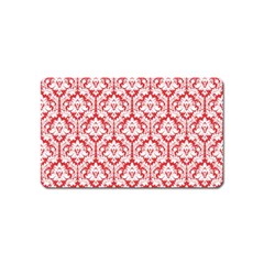 White On Red Damask Magnet (name Card) by Zandiepants