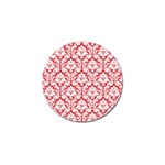 White On Red Damask Golf Ball Marker 4 Pack Front