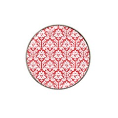 White On Red Damask Golf Ball Marker (for Hat Clip) by Zandiepants