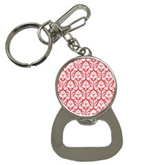 White On Red Damask Bottle Opener Key Chain by Zandiepants