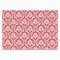 White On Red Damask Glasses Cloth (large, Two Sided) by Zandiepants
