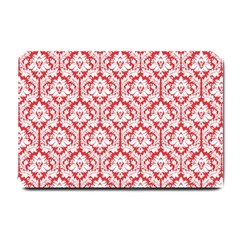 White On Red Damask Small Door Mat by Zandiepants