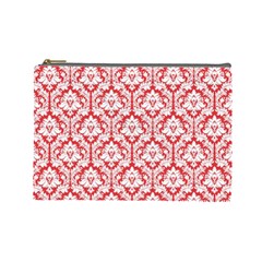 Poppy Red Damask Pattern Cosmetic Bag (large) by Zandiepants