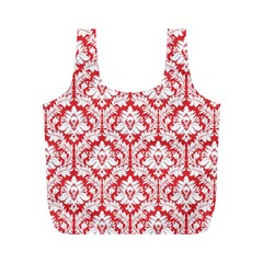 Poppy Red Damask Pattern Full Print Recycle Bag (m) by Zandiepants
