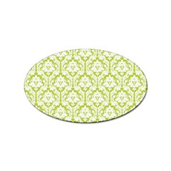 White On Spring Green Damask Sticker 100 Pack (Oval)