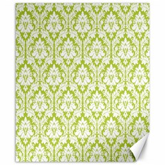 White On Spring Green Damask Canvas 8  X 10  (unframed) by Zandiepants