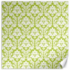 White On Spring Green Damask Canvas 20  x 20  (Unframed)