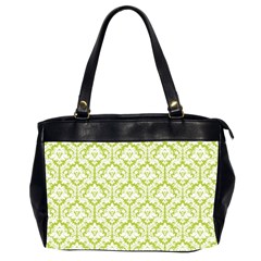 Spring Green Damask Pattern Oversize Office Handbag (2 Sides)