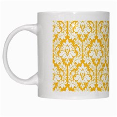 White On Sunny Yellow Damask White Coffee Mug by Zandiepants