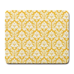 White On Sunny Yellow Damask Large Mouse Pad (rectangle) by Zandiepants