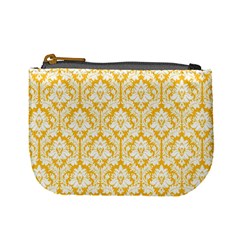 Sunny Yellow Damask Pattern Mini Coin Purse