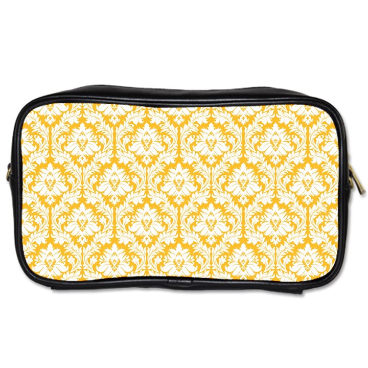 Sunny Yellow Damask Pattern Toiletries Bag (Two Sides)