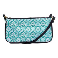 Turquoise Damask Pattern Shoulder Clutch Bag by Zandiepants