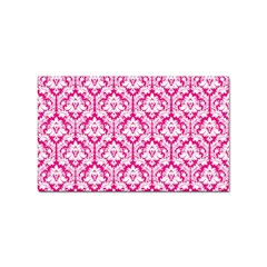 White On Hot Pink Damask Sticker (rectangle) by Zandiepants