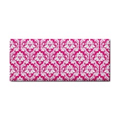 Hot Pink Damask Pattern Hand Towel by Zandiepants