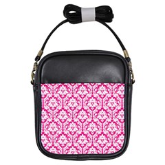 Hot Pink Damask Pattern Girls Sling Bag by Zandiepants