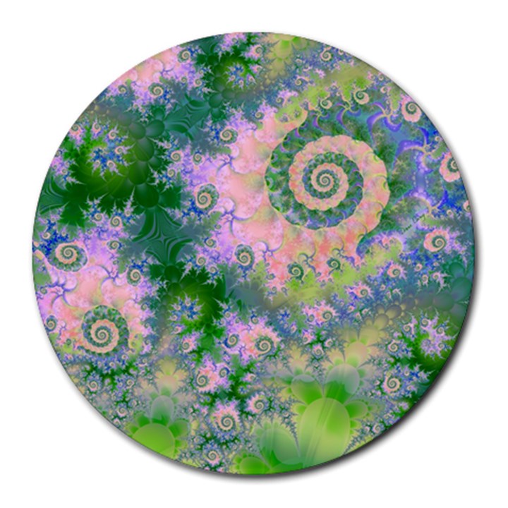 Rose Apple Green Dreams, Abstract Water Garden 8  Mouse Pad (Round)