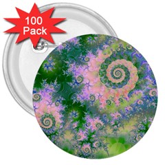 Rose Apple Green Dreams, Abstract Water Garden 3  Button (100 pack)