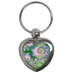 Rose Apple Green Dreams, Abstract Water Garden Key Chain (heart)