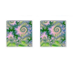 Rose Apple Green Dreams, Abstract Water Garden Cufflinks (square)