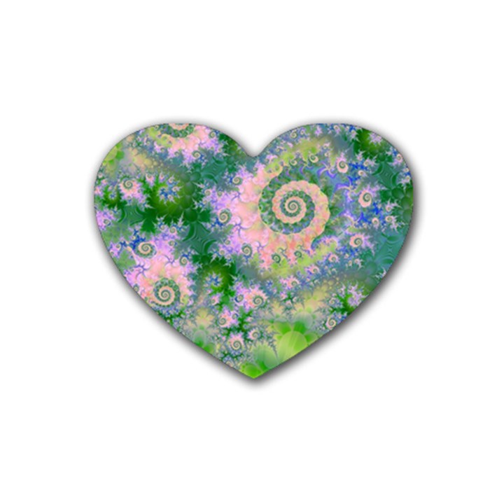 Rose Apple Green Dreams, Abstract Water Garden Drink Coasters (Heart)